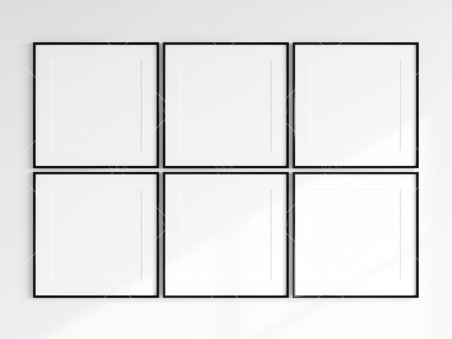 6 Minimalist Frames Mockup, 6 Square Black Frames Mockup, Poster Mockup, Six Square Frames Mockup, 6 Frame Mockup for Print, JPG PNG PSD