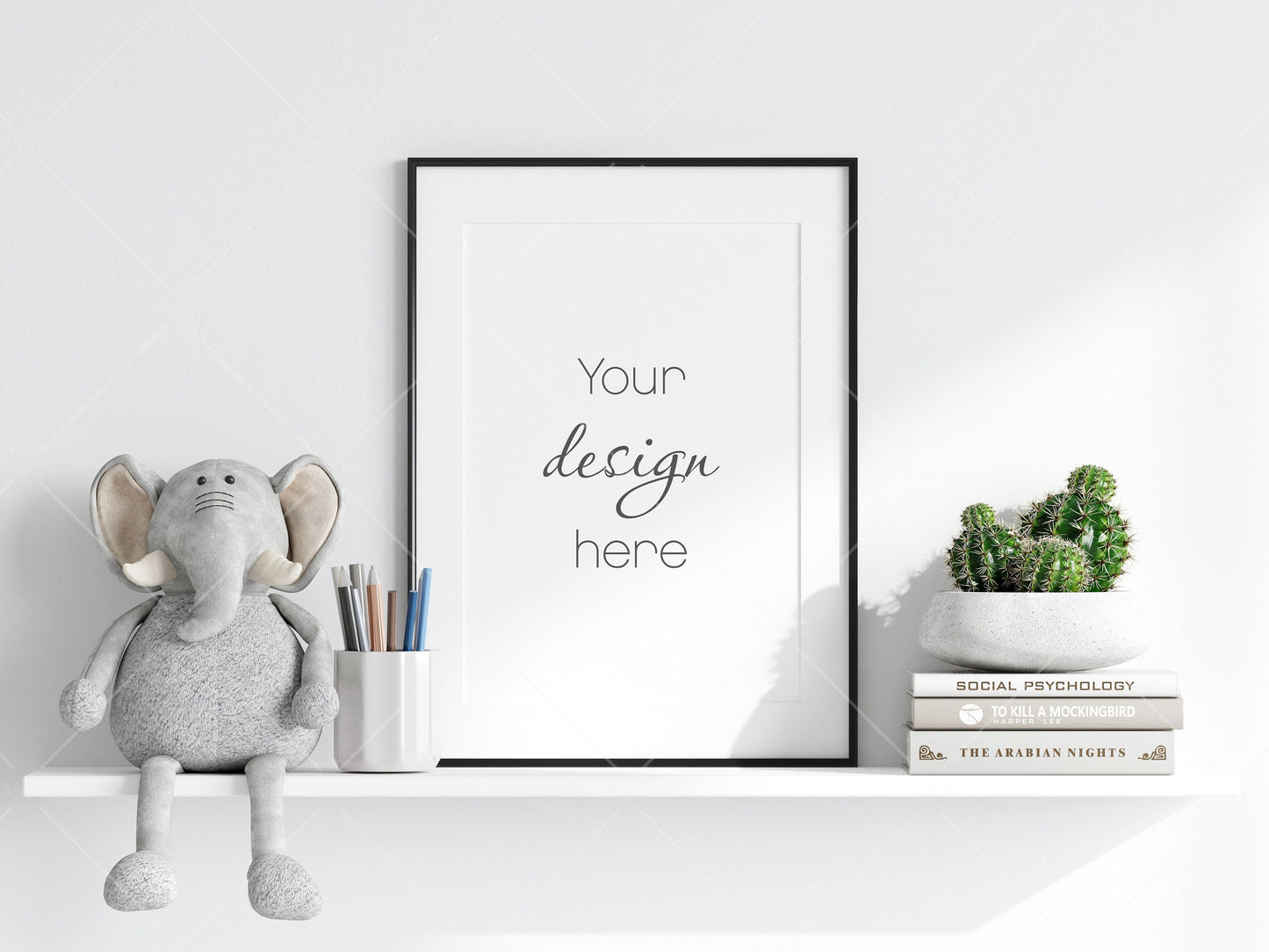 Nursery Frame Mockup, Modern Kid's Room Frame Mockup, Portrait Frame Nursery Interior Wall Mockup, Minimalist Nursery Frame Mockup