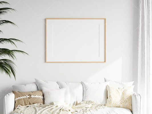 Living Room Frame Mockup, Minimalist Frame Mockup, Horizontal Wooden Frame Mockup A1, Horizontal Frame Mockup, Frame Mockup, PSD JPG PNG