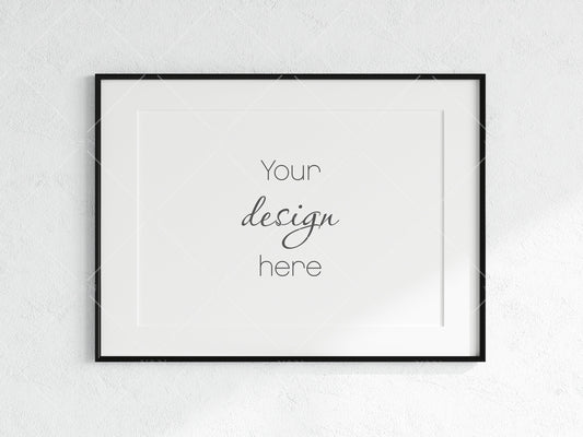 Minimalist Frame Mockup, Landscape Black Frame Mockup A1, Horizontal Frame Mockup, Frame Mockup for Print, Frame Mockup for Art