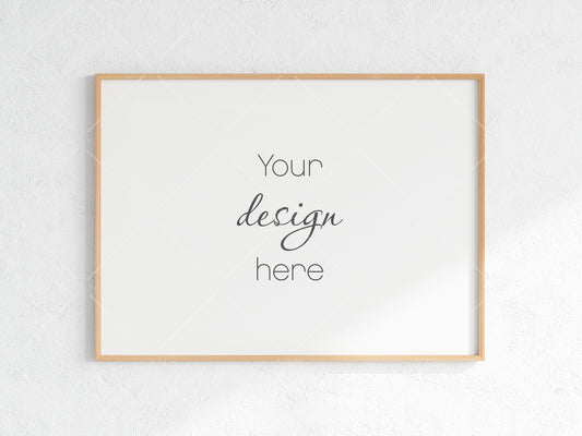 Minimalist Frame Mockup, Landscape Wooden Frame Mockup A1, Horizontal Frame Mockup, Frame Mockup for Print, Frame Mockup for Art