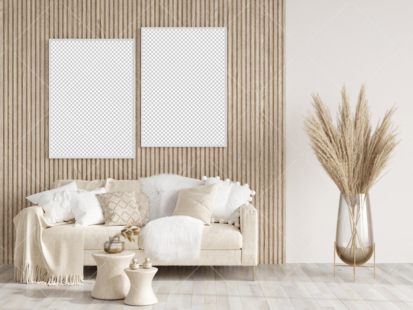 Living Room Frame Mockup, 2 Minimalist Frames Mockup, Two Vertical Wooden Frames Mockup A0, Vertical Frames Mockup, Frame Mockup for Print