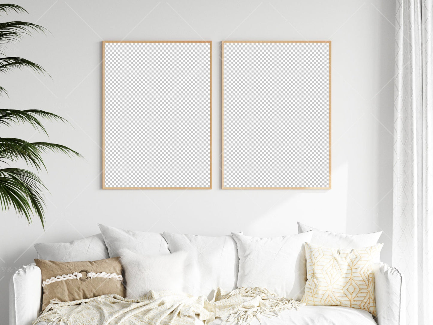 Living Room Frame Mockup, Minimalist Frame Mockup, 2 Vertical Wooden Frame Mockup A1, Two Vertical Frames Mockup, Frame Mockup, PSD JPG PNG