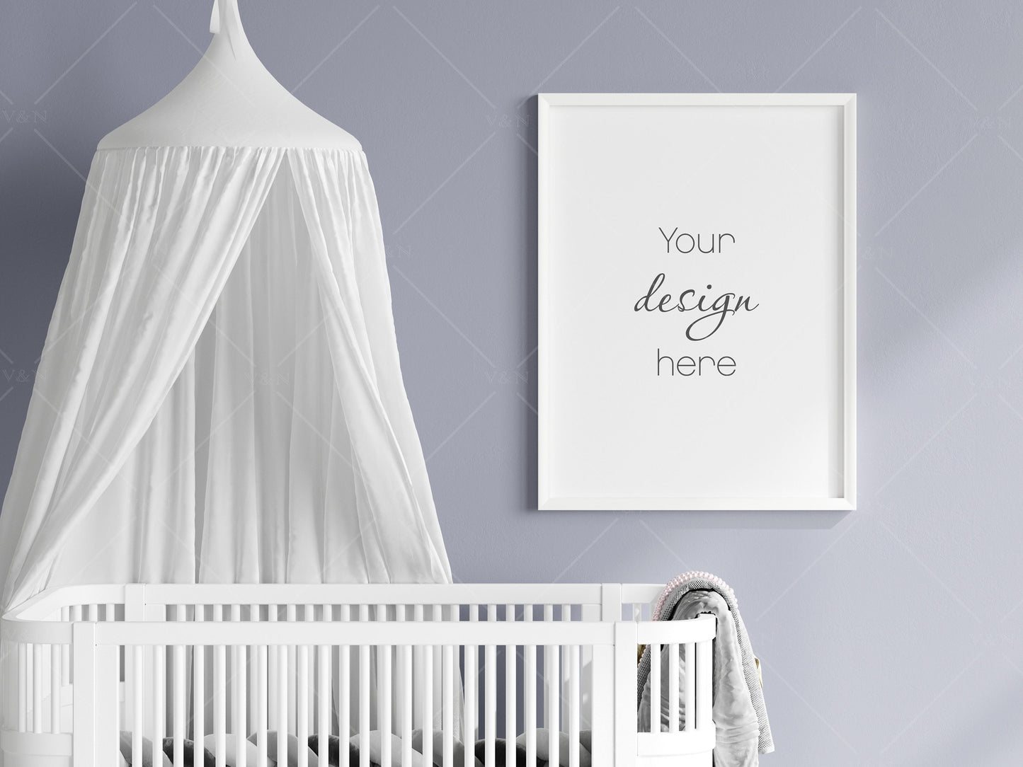 Nursery Frame Mockup, Modern Kid's Room Frame Mockup, Portrait Frame Nursery Interior Wall Mockup, Minimalist Nursery Frame Mockup