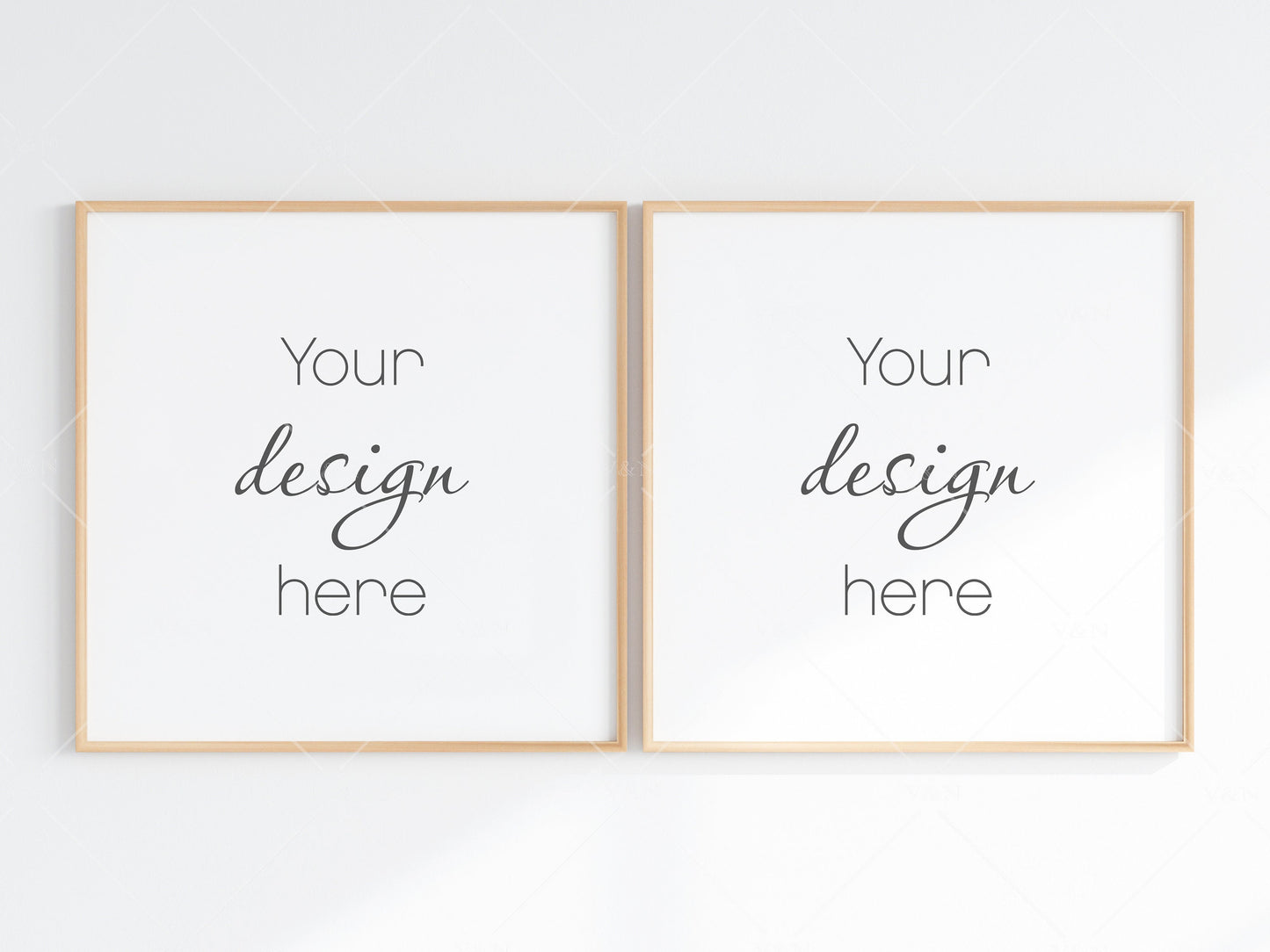 Minimalist Frames Mockup, 2 Square Wooden Frames Mockup, Poster Mockup, Two Square Frames Mockup, 2 Frame Mockup for Print, JPG PNG PSD