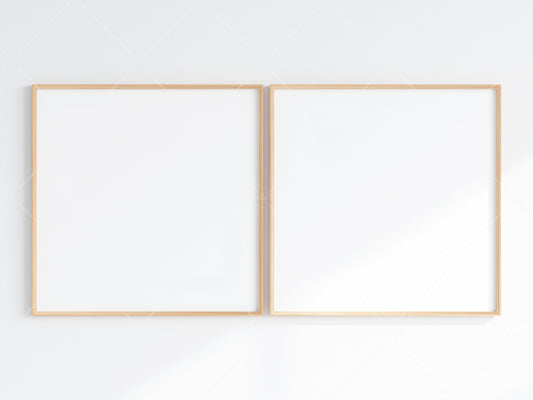 Minimalist Frames Mockup, 2 Square Wooden Frames Mockup, Poster Mockup, Two Square Frames Mockup, 2 Frame Mockup for Print, JPG PNG PSD