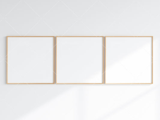 Minimalist Frames Mockup, 3 Square Wooden Frames Mockup, Poster Mockup, Three Square Frames Mockup, 3 Frame Mockup for Print, JPG PNG PSD