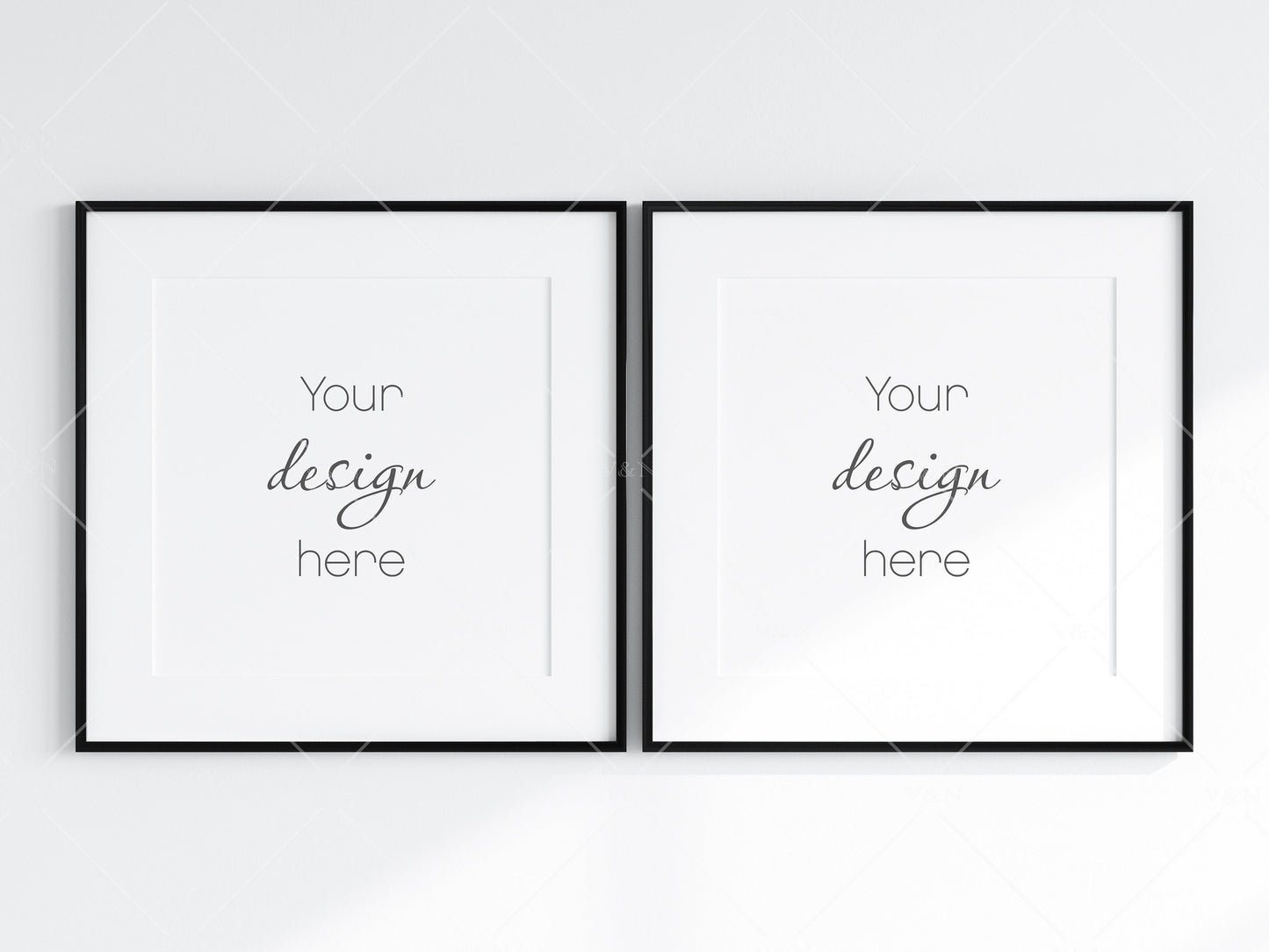 Minimalist Frames Mockup, 2 Square Black Frames Mockup, Poster Mockup, Two Square Frames Mockup, 2 Frame Mockup for Print, JPG PNG PSD