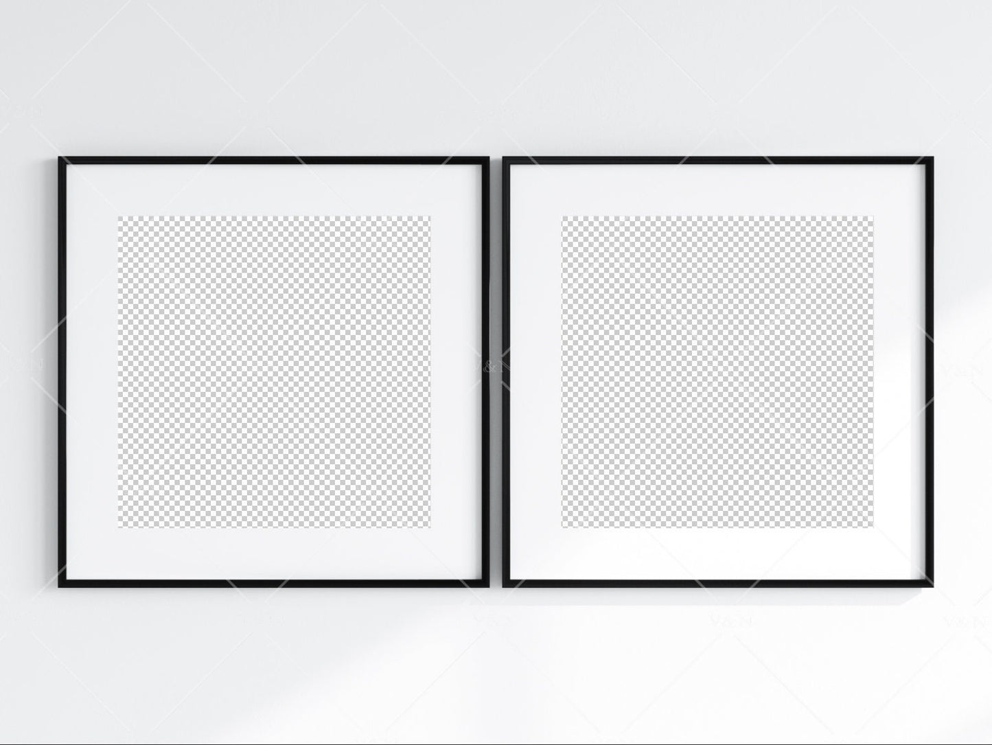 Minimalist Frames Mockup, 2 Square Black Frames Mockup, Poster Mockup, Two Square Frames Mockup, 2 Frame Mockup for Print, JPG PNG PSD