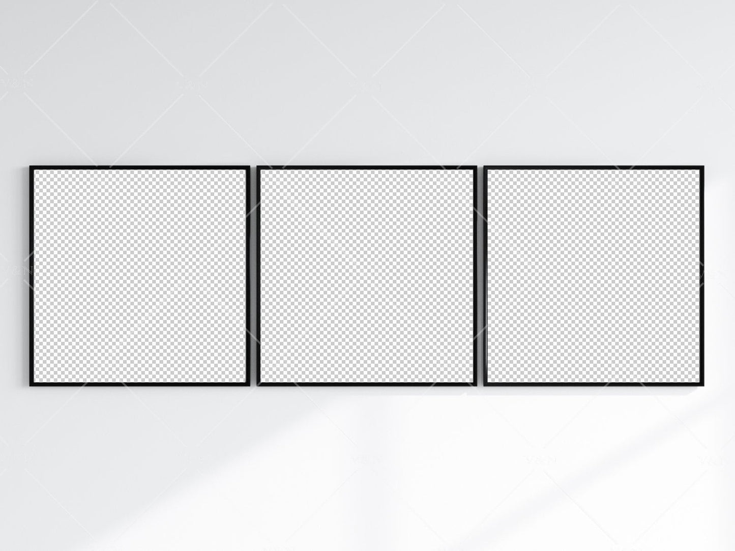 Minimalist Frames Mockup, 3 Square Black Frames Mockup, Poster Mockup, Three Square Frames Mockup, 3 Frame Mockup for Print, JPG PNG PSD