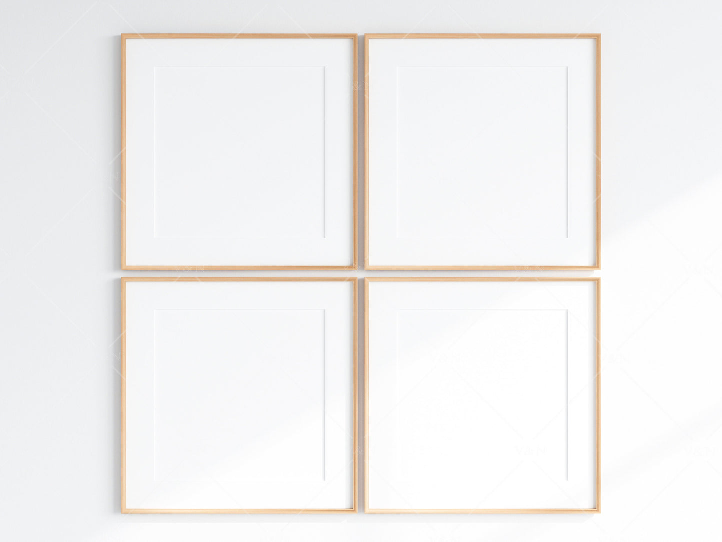 Minimalist Frames Mockup, 4 Square Wooden Frames Mockup, Poster Mockup, Four Square Frames Mockup, 4 Frame Mockup for Print, JPG PNG PSD