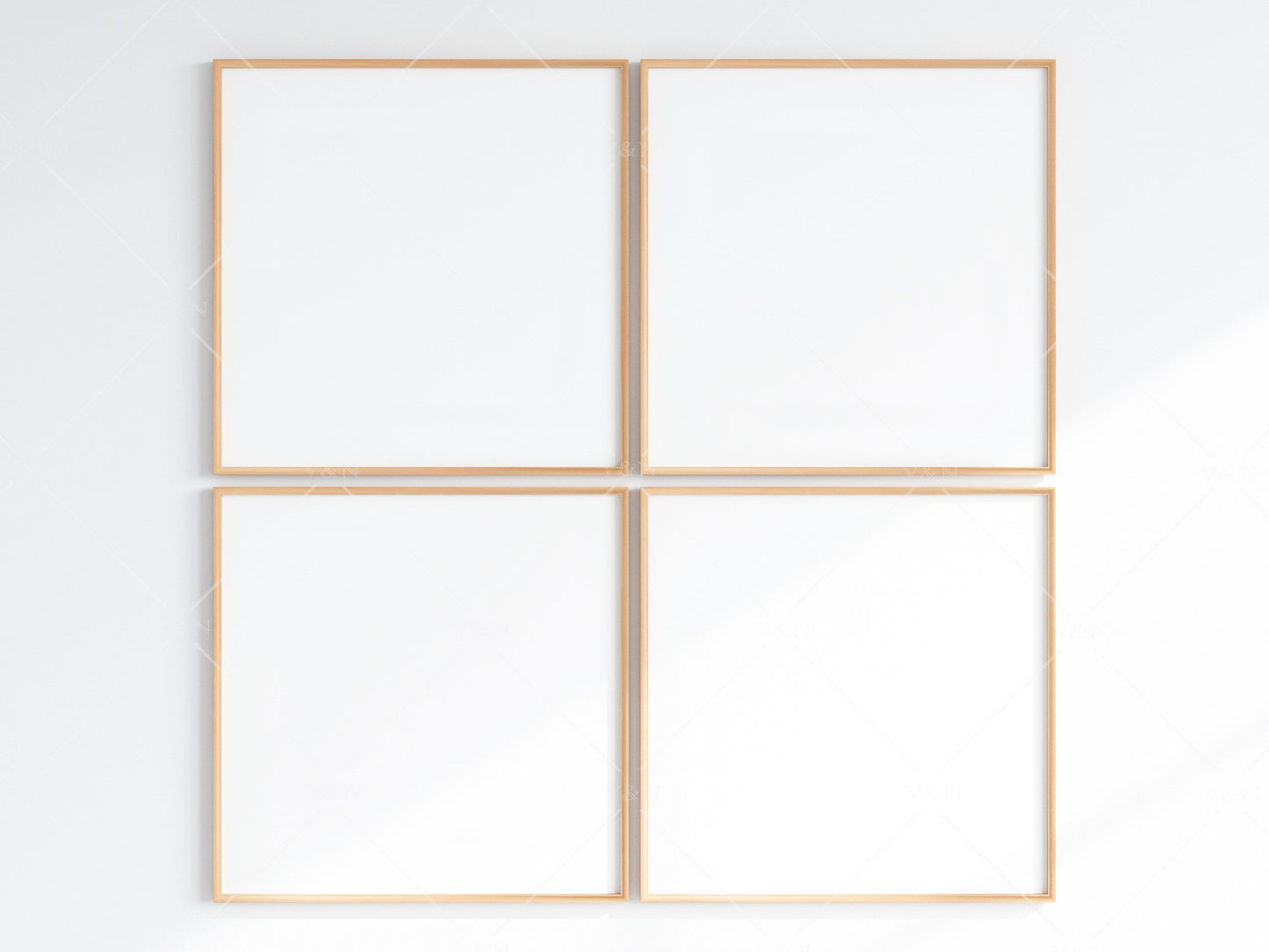 Minimalist Frames Mockup, 4 Square Wooden Frames Mockup, Poster Mockup, Four Square Frames Mockup, 4 Frame Mockup for Print, JPG PNG PSD