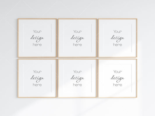 6 Minimalist Frames Mockup, 6 Square Wooden Frames Mockup, Poster Mockup, Six Square Frames Mockup, 6 Frame Mockup for Print, JPG PNG PSD