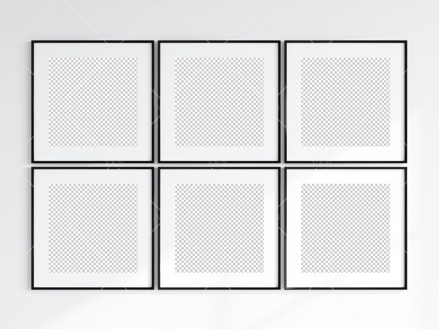 6 Minimalist Frames Mockup, 6 Square Black Frames Mockup, Poster Mockup, Six Square Frames Mockup, 6 Frame Mockup for Print, JPG PNG PSD