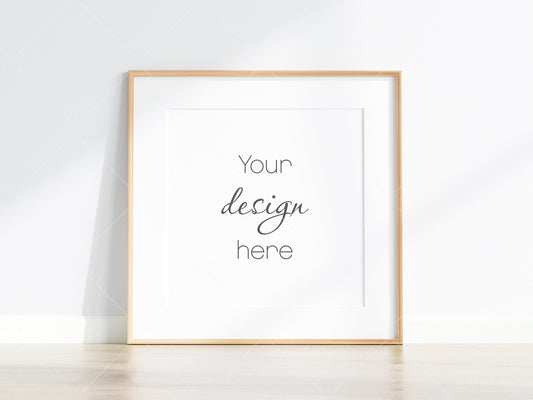 Minimalist Frame Mockup, Square Wooden Frame Mockup, Poster Mockup, Square Frame Mockup, Frame Mockup for Print, JPG PNG PSD