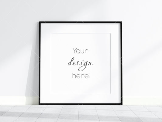 Minimalist Frame Mockup, Square Black Frame Mockup, Poster Mockup, Square Frame Mockup, Frame Mockup for Print, JPG PNG PSD