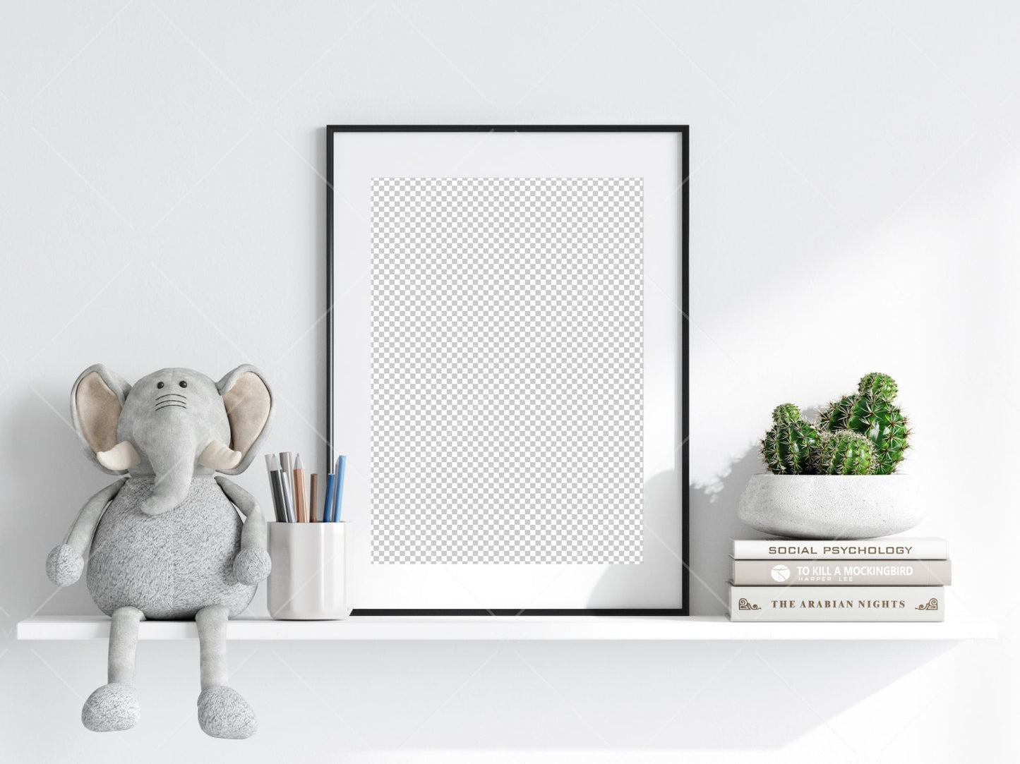 Nursery Frame Mockup, Modern Kid's Room Frame Mockup, Portrait Frame Nursery Interior Wall Mockup, Minimalist Nursery Frame Mockup