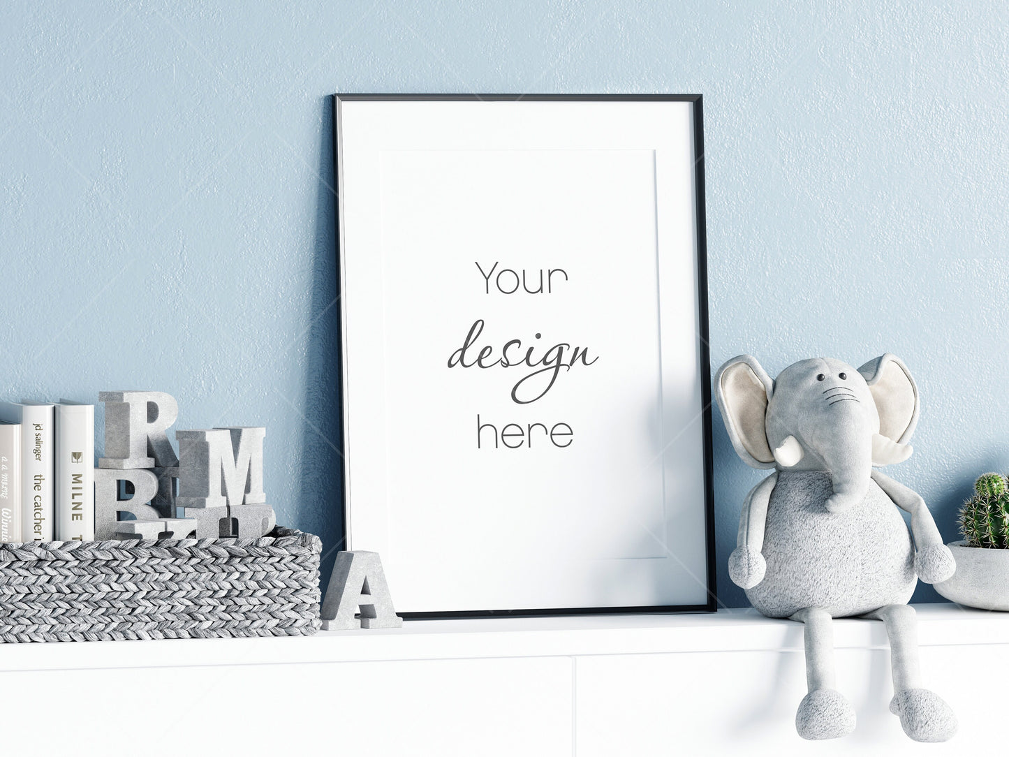 Nursery Frame Mockup, Modern Kid's Room Frame Mockup, Portrait Frame Nursery Interior Wall Mockup, Minimalist Nursery Frame Mockup