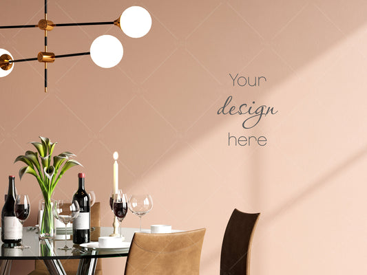 Blank Wall Mockup, Empty Wall Mockup, Modern Interior Wall Mockup, Dining Room Wall Mockup, Wall Mockup