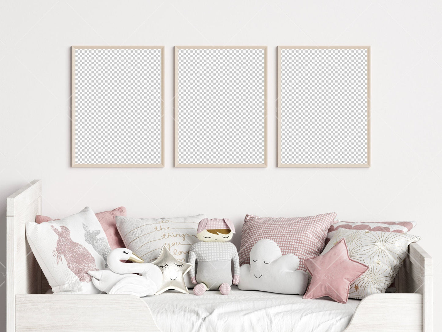 Nursery Frame Mockup, Modern Kid's Room Frame Mockup, Children's Room Mockup, 3 Frames Nursery Mockup, Three Frames Nursery Mockup