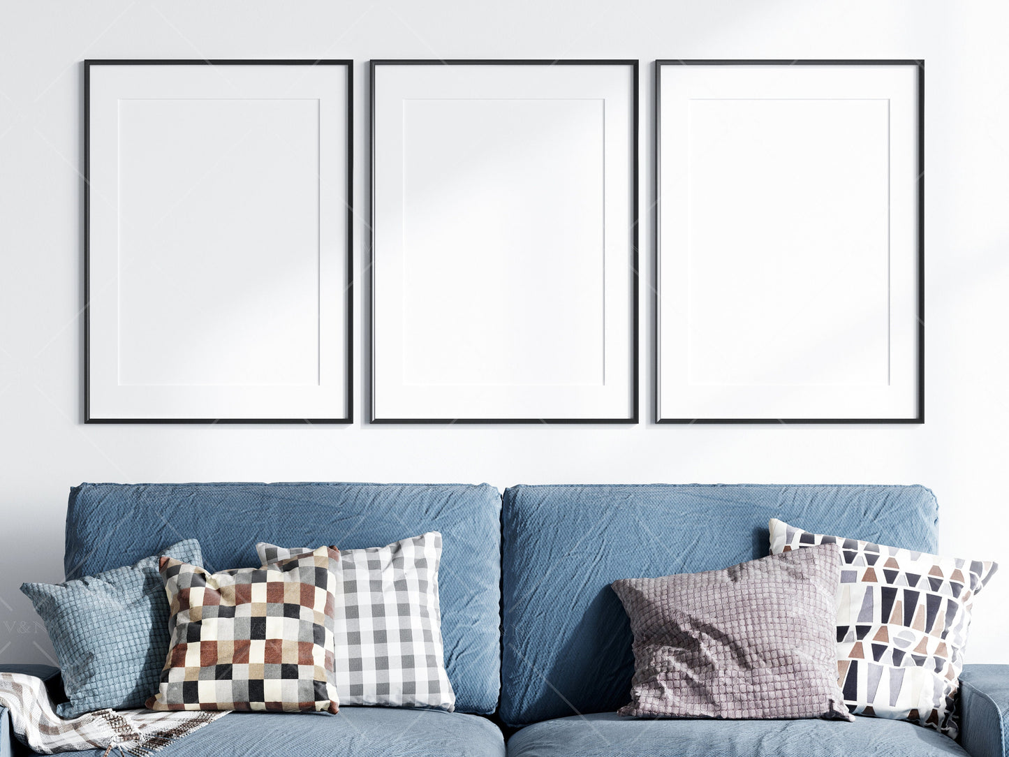 Living Room Frame Mockup, 3 Minimalist Frames Mockup, Three Vertical Black Frames Mockup A1, Vertical Frames Mockup, Frame Mockup for Print