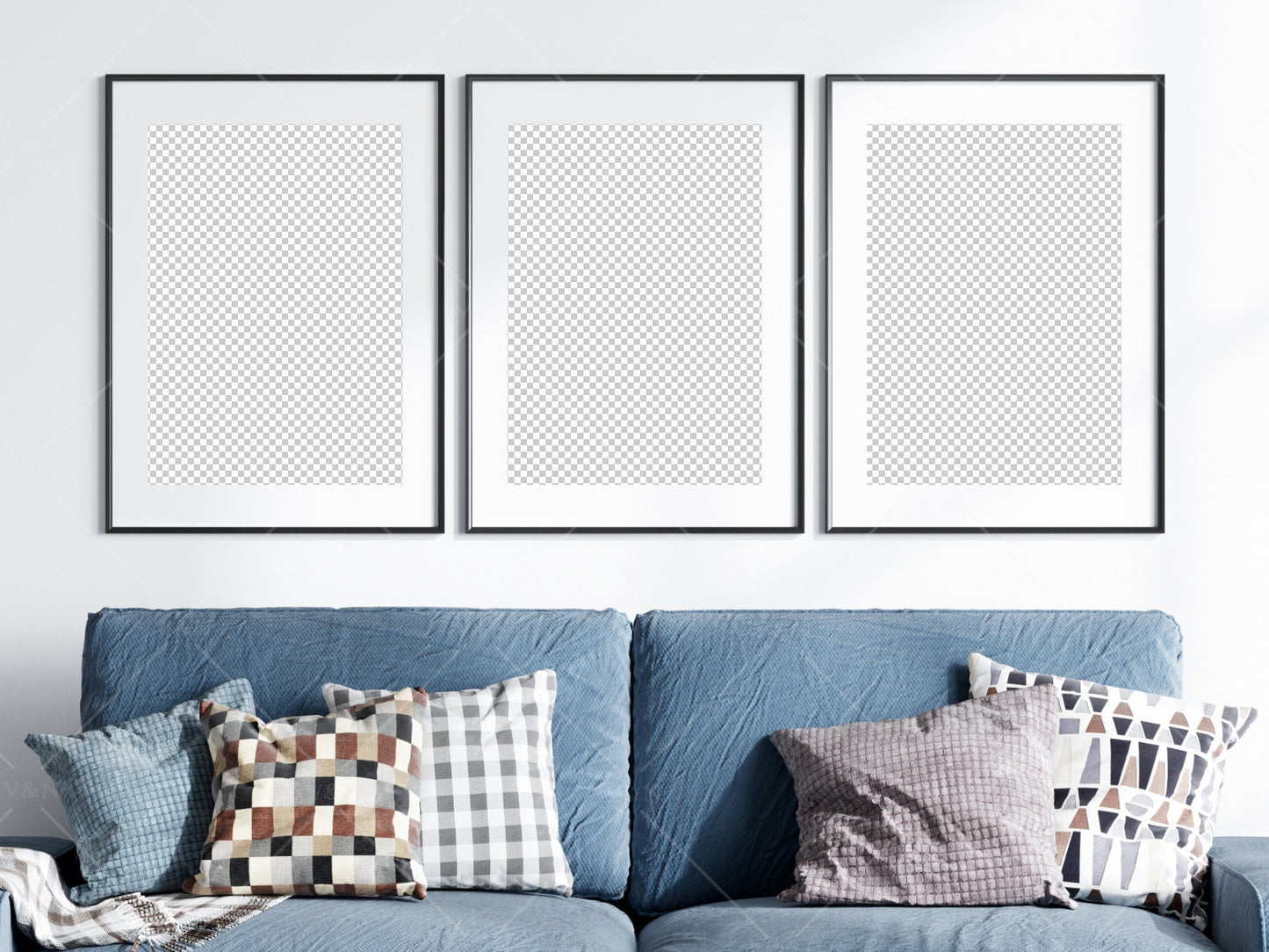 Living Room Frame Mockup, 3 Minimalist Frames Mockup, Three Vertical Black Frames Mockup A1, Vertical Frames Mockup, Frame Mockup for Print