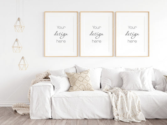 Living Room Frame Mockup, 3 Minimalist Frames Mockup, Three Vertical Wooden Frames Mockup A1, Vertical Frames Mockup, Frame Mockup for Print