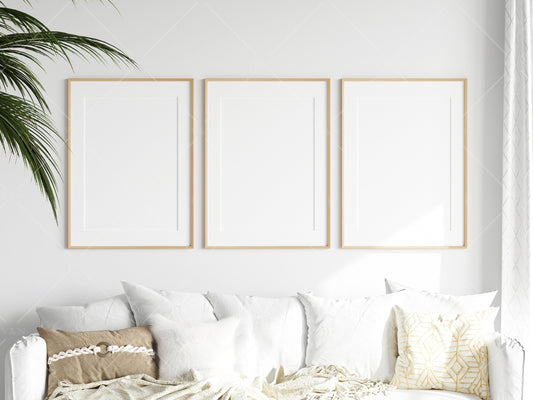 Living Room Frame Mockup, 3 Minimalist Frames Mockup, Three Vertical Wooden Frames Mockup A1, Vertical Frames Mockup, Frame Mockup for Print