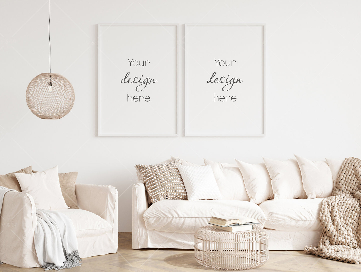 Living Room Frame Mockup, Minimalist Frame Mockup, 2 Vertical Wooden Frame Mockup A1, Two Vertical Frames Mockup, Frame Mockup, PSD JPG PNG