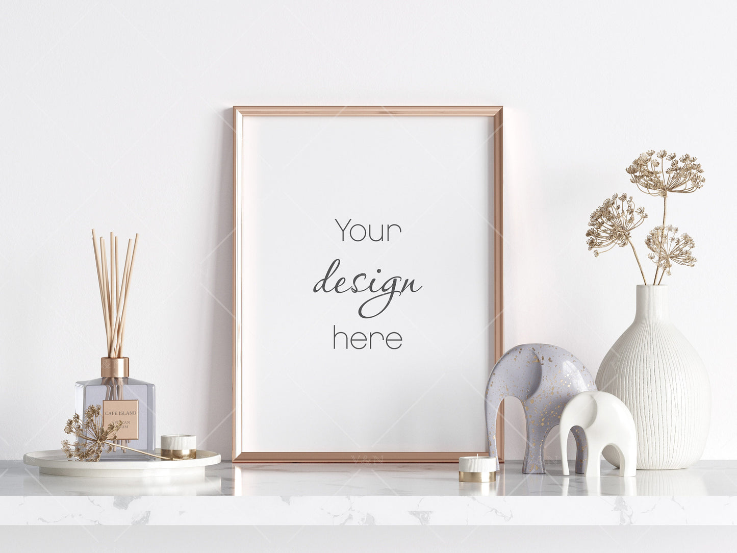 Living Room Frame Mockup, Minimalist Frame Mockup, Vertical Gold Frame Mockup 3:4 ratio, Vertical Frames Mockup, Frame Mockup, PSD JPG PNG