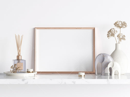 Living Room Frame Mockup, Minimalist Frame Mockup, Horizontal Gold Frame Mockup 3:4 ratio, Landscape Frame Mockup, Frame Mockup, PSD JPG PNG