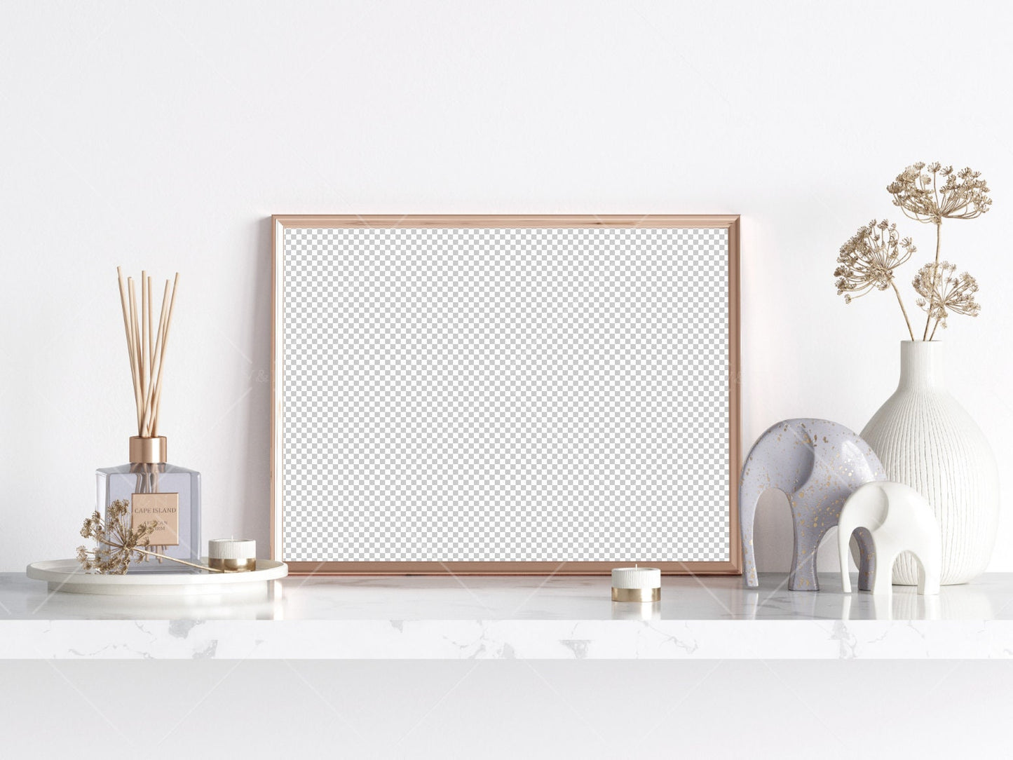 Living Room Frame Mockup, Minimalist Frame Mockup, Horizontal Gold Frame Mockup 3:4 ratio, Landscape Frame Mockup, Frame Mockup, PSD JPG PNG