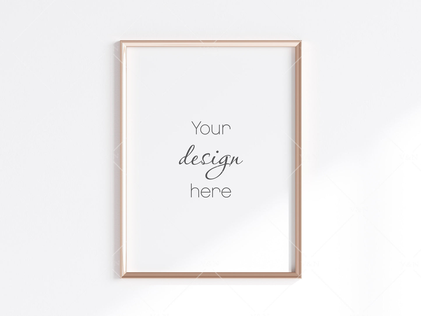 Minimalist Frame Mockup, Vertical Gold Frame Mockup 3:4 ratio, Poster Mockup, Portrait Gold Frame Mockup, Frame Mockup for Print