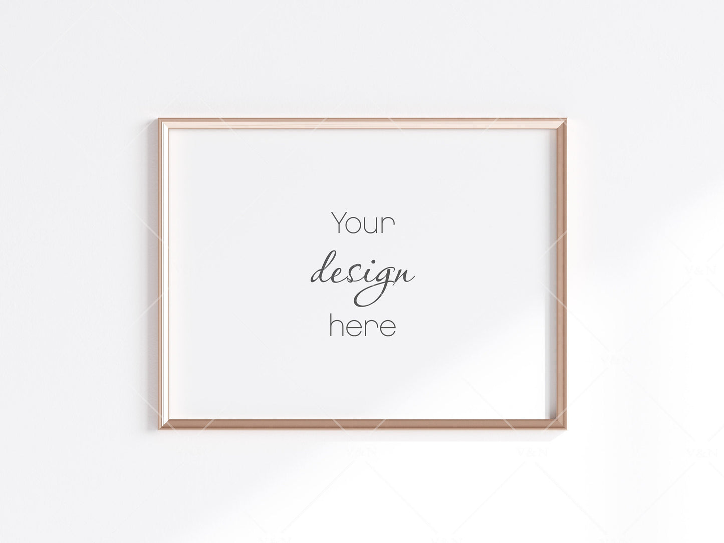 Minimalist Frame Mockup, Horizontal Gold Frame Mockup 3:4 ratio, Poster Mockup, Landscape Gold Frame Mockup, Frame Mockup for Print