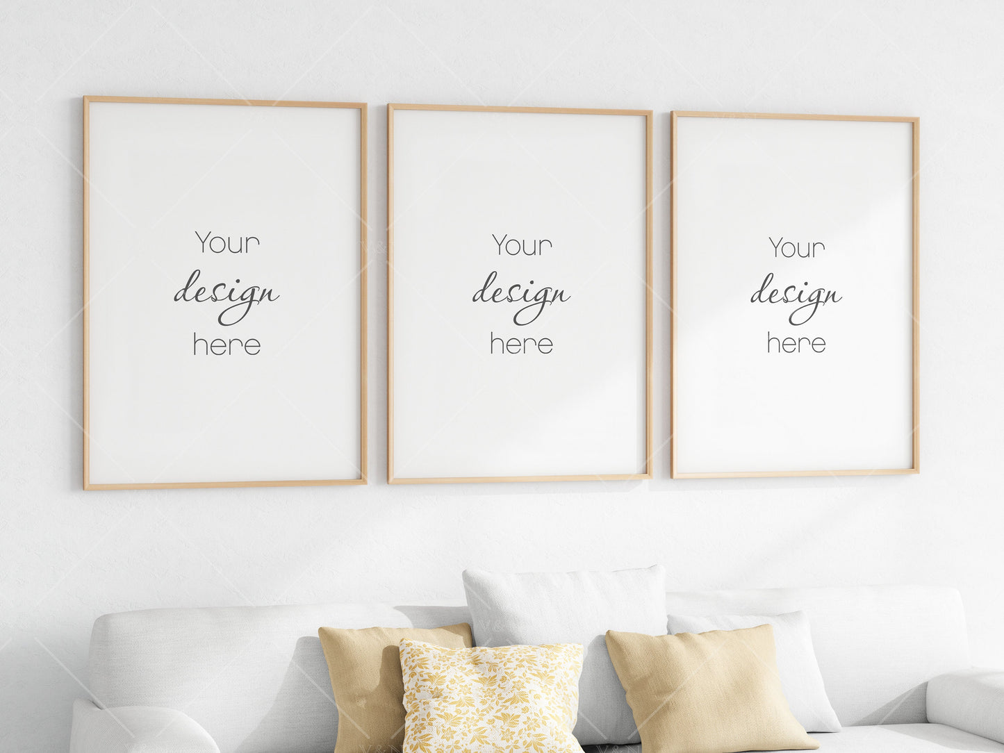 Living Room Frame Mockup, 3 Minimalist Frames Mockup, Three Vertical Wooden Frames Mockup A1, Vertical Frames Mockup, Frame Mockup for Print