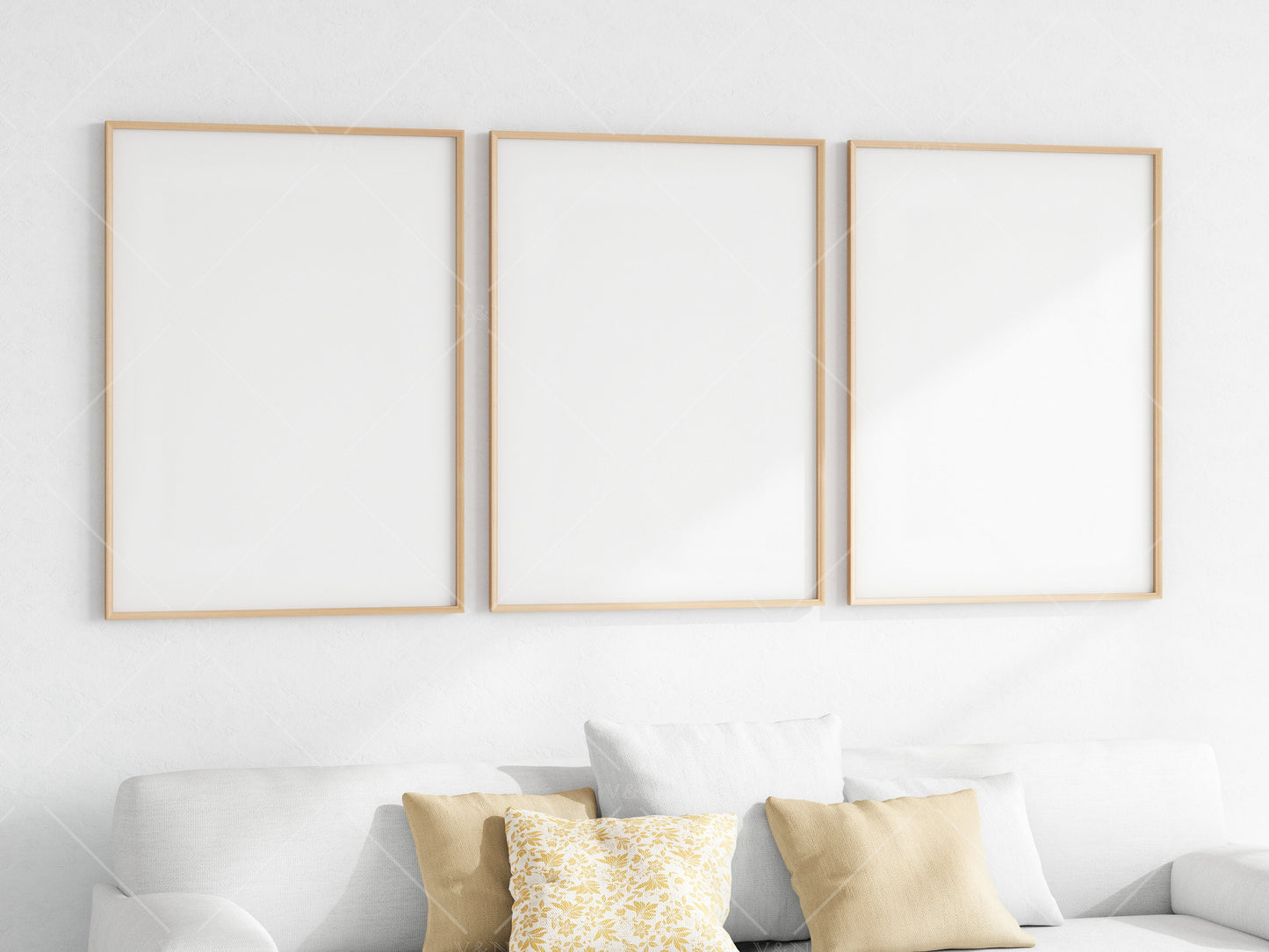 Living Room Frame Mockup, 3 Minimalist Frames Mockup, Three Vertical Wooden Frames Mockup A1, Vertical Frames Mockup, Frame Mockup for Print