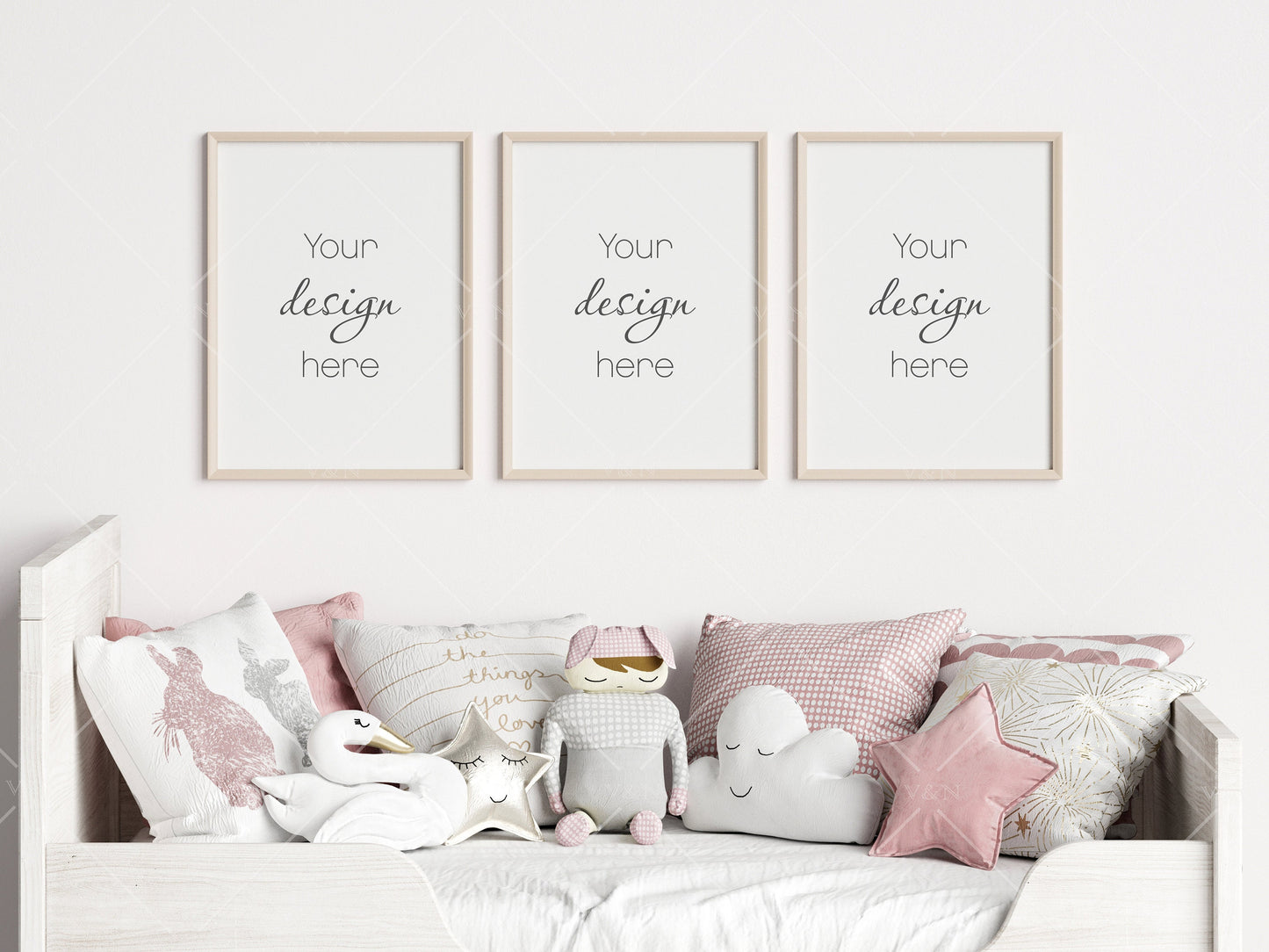 Nursery Frame Mockup, Modern Kid's Room Frame Mockup, Children's Room Mockup, 3 Frames Nursery Mockup, Three Frames Nursery Mockup