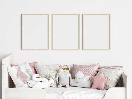 Nursery Frame Mockup, Modern Kid's Room Frame Mockup, Children's Room Mockup, 3 Frames Nursery Mockup, Three Frames Nursery Mockup