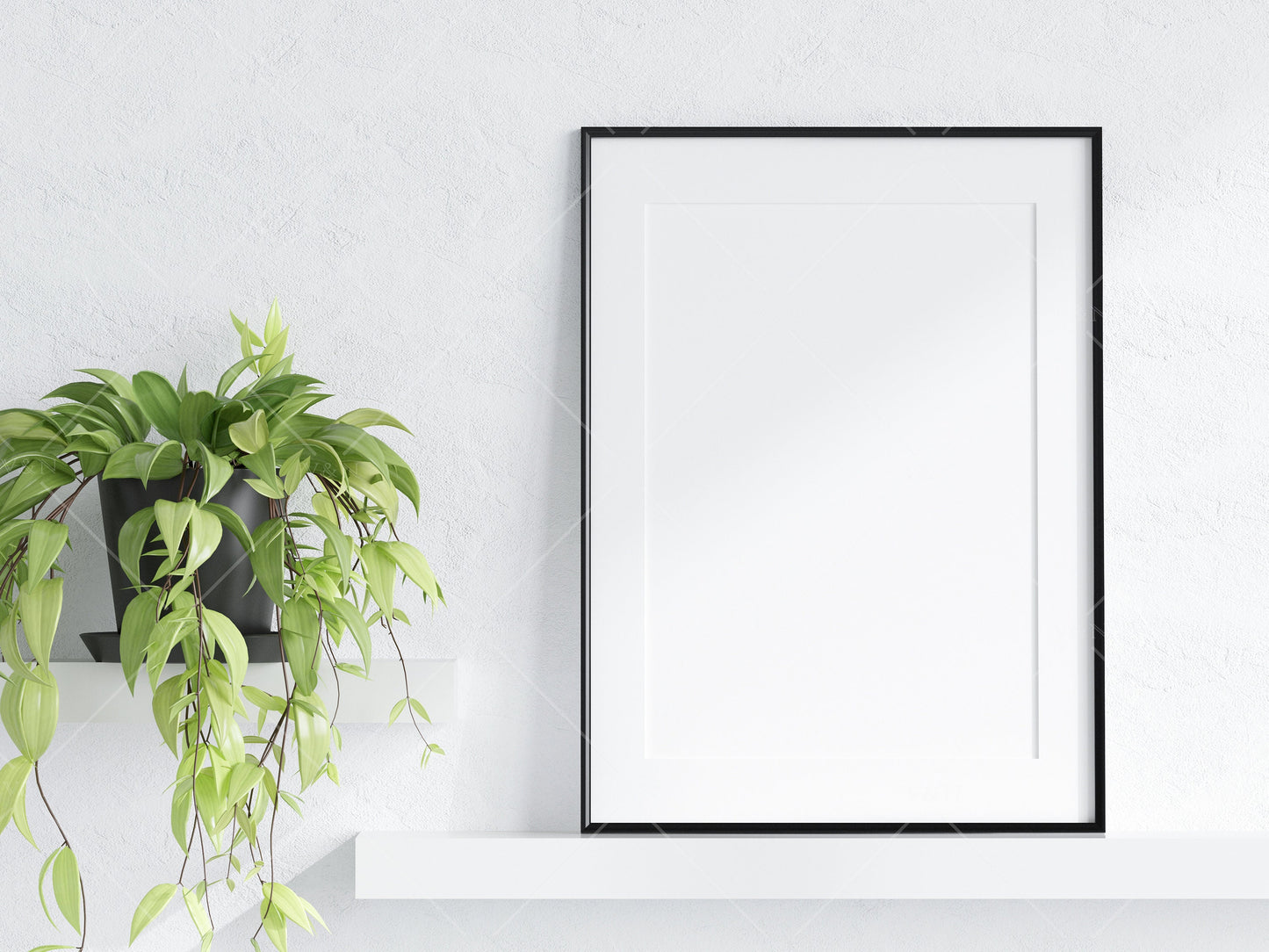 Frame Mockup With Plant, Living Room Frame Mockup, Minimalist Frame Mockup, Vertical Wooden Frame Mockup A1, PSD JPG PNG