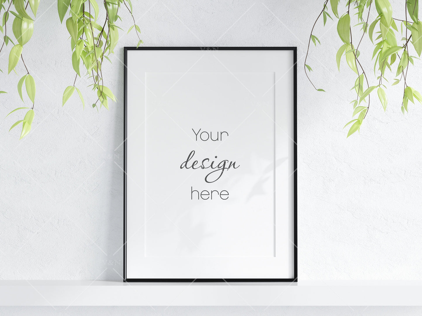 Frame Mockup With Plant, Living Room Frame Mockup, Minimalist Frame Mockup, Vertical Wooden Frame Mockup A1, PSD JPG PNG