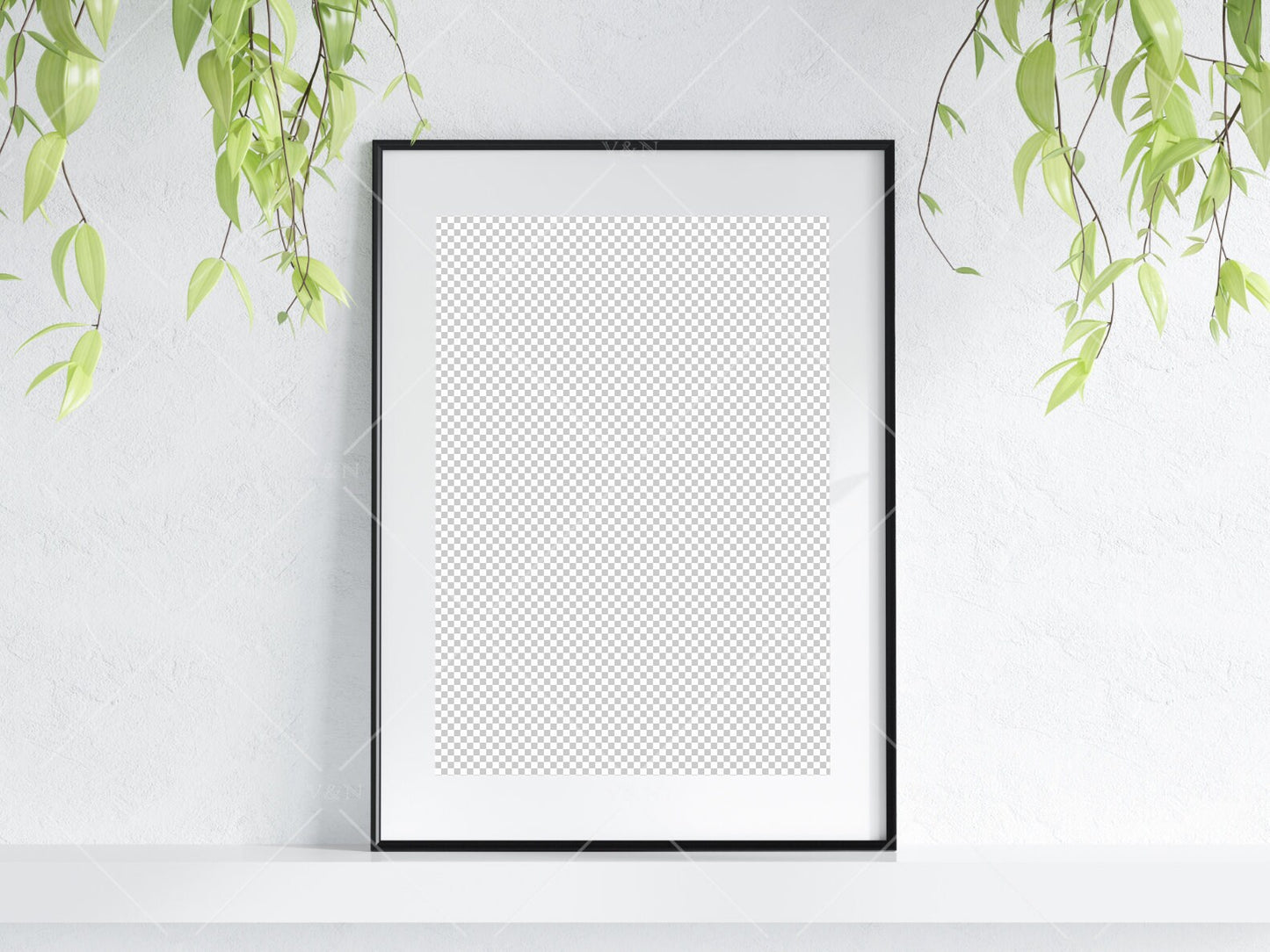 Frame Mockup With Plant, Living Room Frame Mockup, Minimalist Frame Mockup, Vertical Wooden Frame Mockup A1, PSD JPG PNG