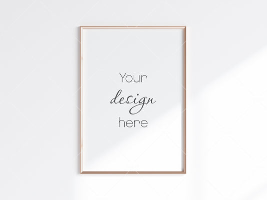 Minimalist Frame Mockup, Vertical Gold Frame Mockup A1, Poster Mockup, Portrait Frame Mockup, Frame Mockup for Print, JPG PNG PSD