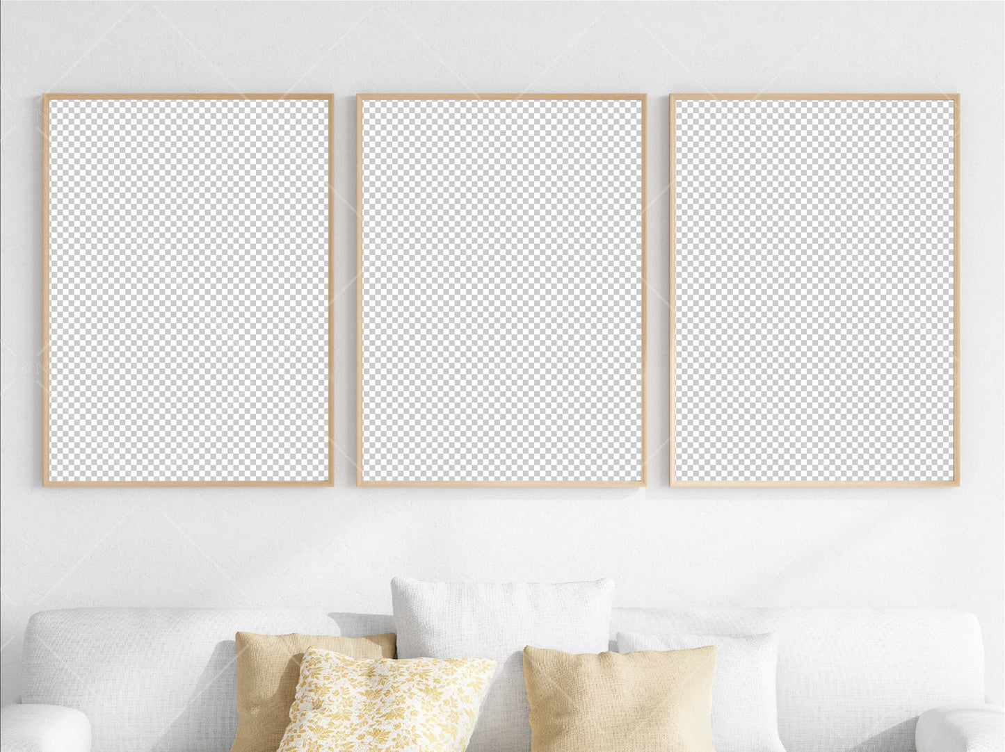 Living Room Frame Mockup, 3 Minimalist Frames Mockup, Three Vertical Wooden Frames Mockup, Vertical Frames Mockup, Frame Mockup for Print