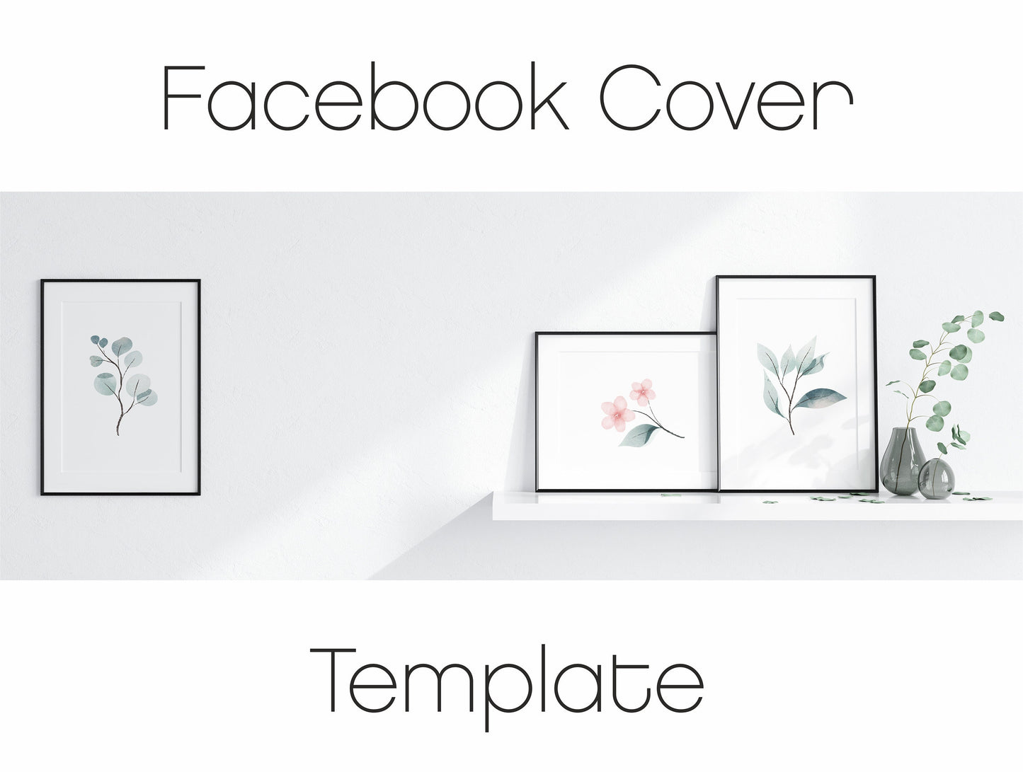 Facebook Cover Template Mockup With Black Frames A1, Minimalist Frame Mockup, Poster Mockup, Frame Mockup for Print, Frame Mockup for Art