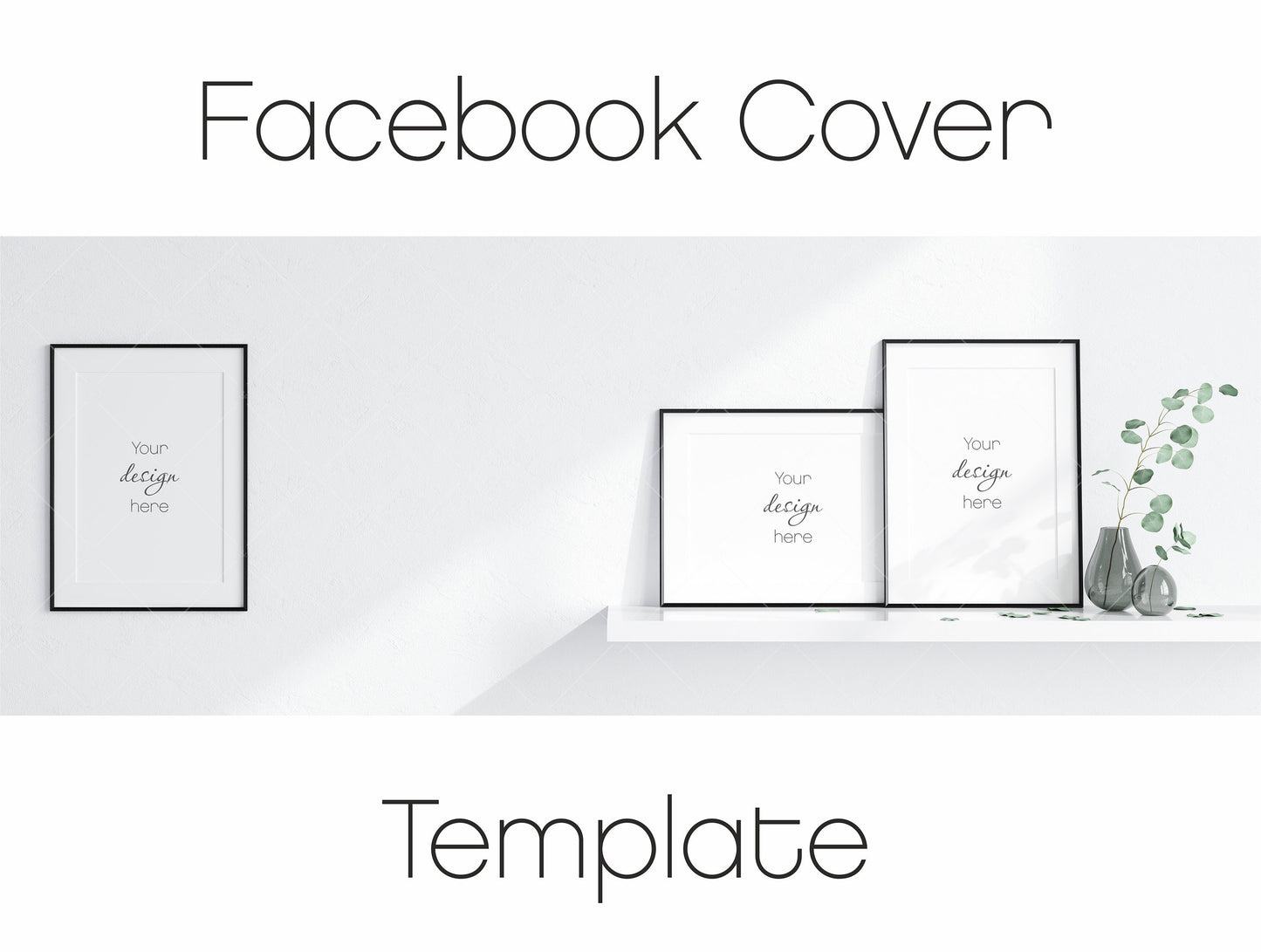 Facebook Cover Template Mockup With Black Frames A1, Minimalist Frame Mockup, Poster Mockup, Frame Mockup for Print, Frame Mockup for Art