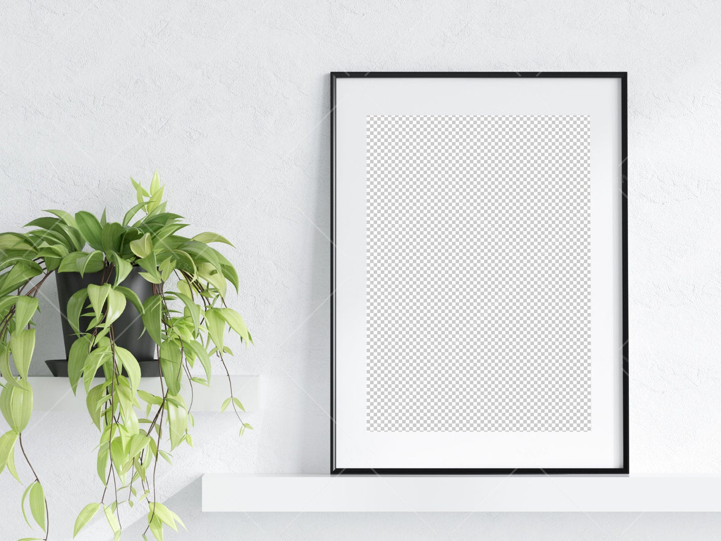 Frame Mockup With Plant, Living Room Frame Mockup, Minimalist Frame Mockup, Vertical Wooden Frame Mockup A1, PSD JPG PNG