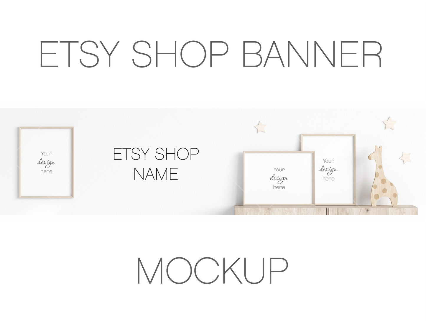 Etsy Shop Banner Mockup With White Frames 3*4 ratio, Nursery Frame Mockup, Poster Mockup, Frame Mockup for Print, Frame Mockup for Art