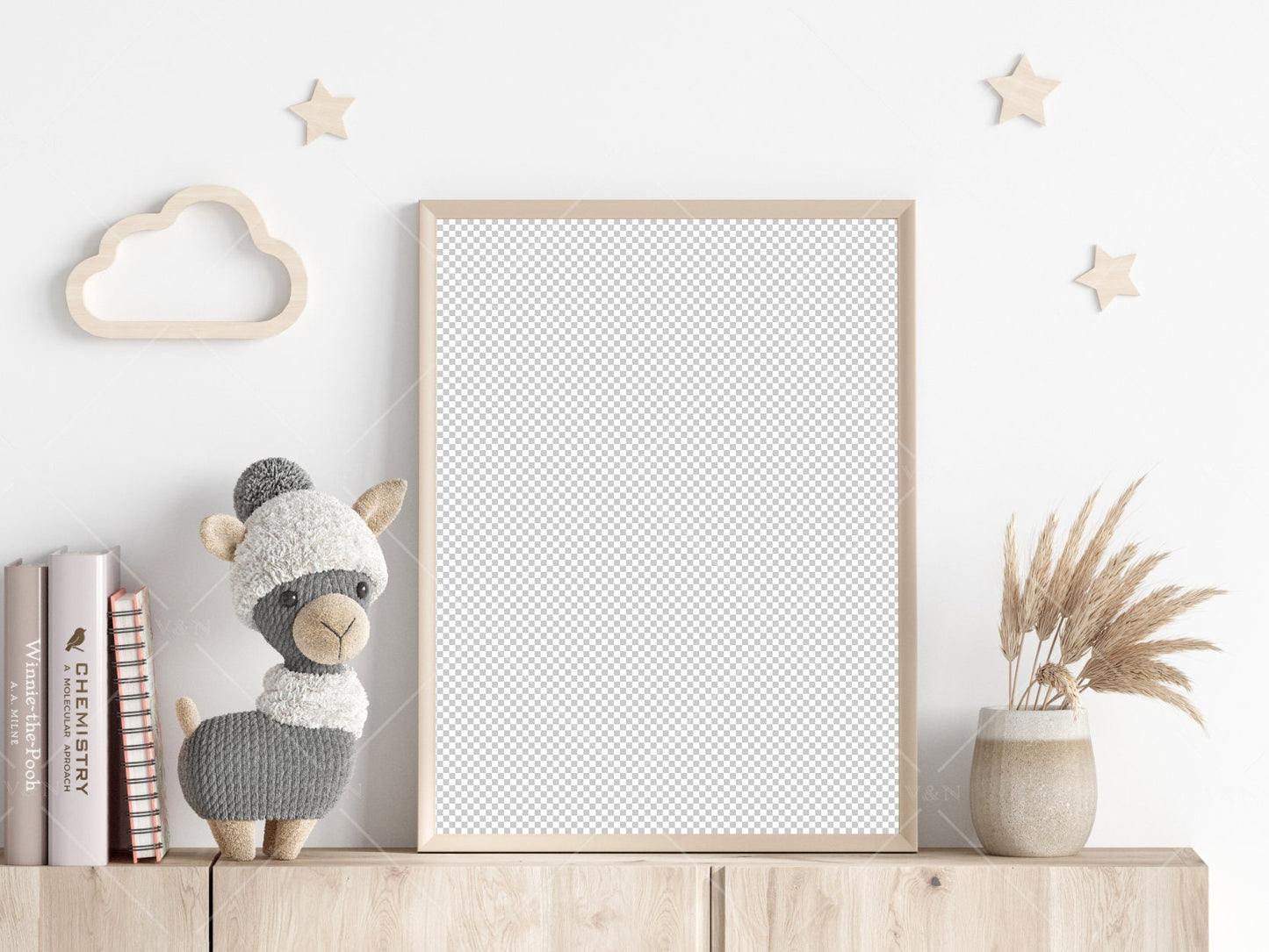 Nursery Frame Mockup, Modern Kid's Room Frame Mockup, Portrait Frame Nursery Interior Wall Mockup, Minimalist Nursery Frame Mockup