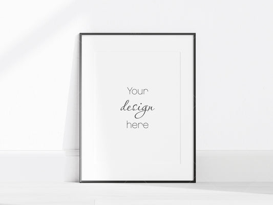 Minimalist Frame Mockup 8.5" x 11", Vertical Black Frame Mockup, Poster Mockup, Frame Mockup for Print, Frame Mockup for Art