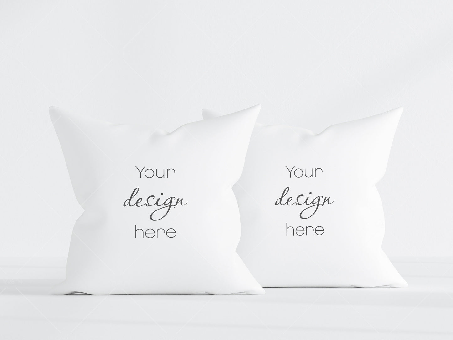 2 Pillows Mockup PSD, Two White Pillows Mockup, Square Pillows Smart Object in Photoshop, Minimalist Square Pillows Mockup JPG PSD